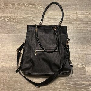 Black leather shoulder bag